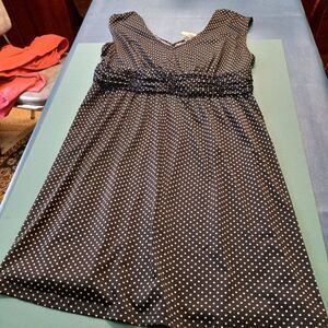 Tessuto Black w/ White Polka Dots Sleeveless V neck Front and Back Cottagecore